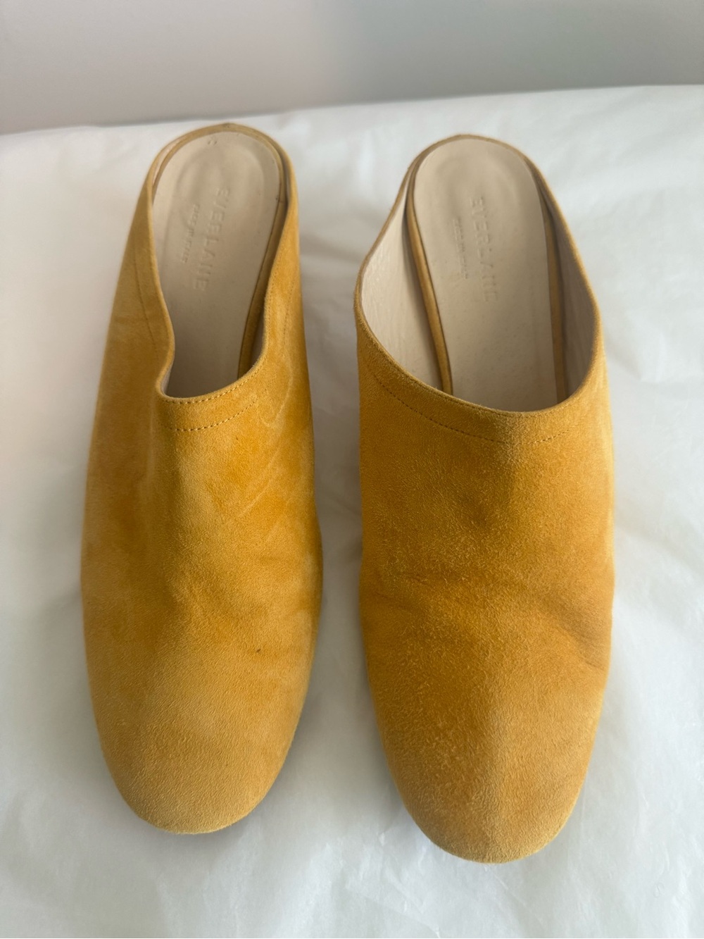 Everlane Women's Mustard Yellow Suede Slip-On Mules